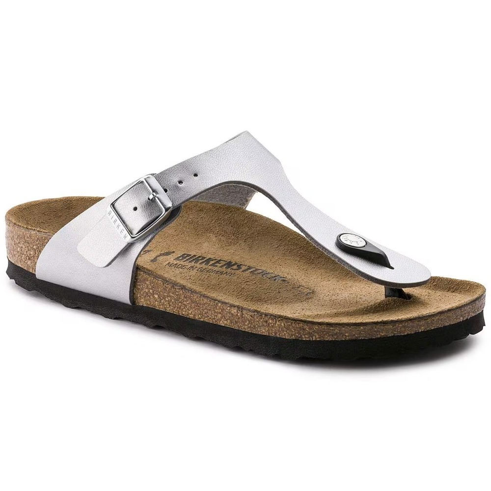 BIRKENSTOCK Gizeh Womens Size EU 36 US 5 Birko-Flor Metallic Silver Sandals NEW - Picture 4 of 7